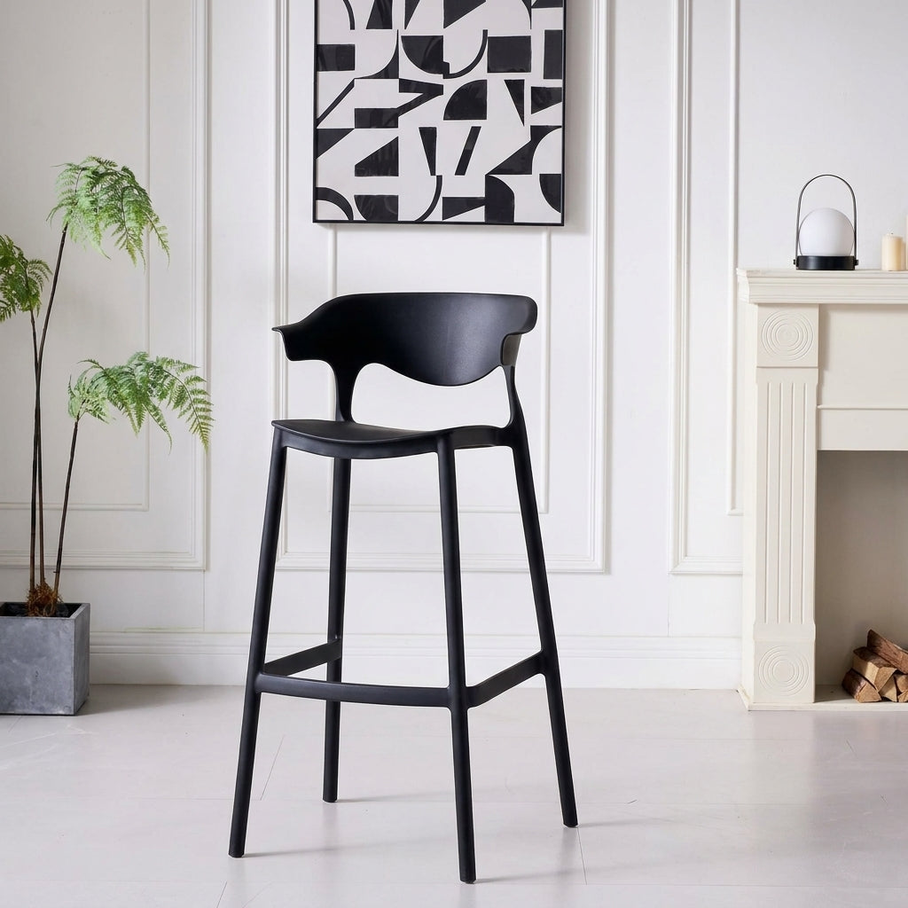 Silla para Bar Elena, Color Negro, Diseño Moderno