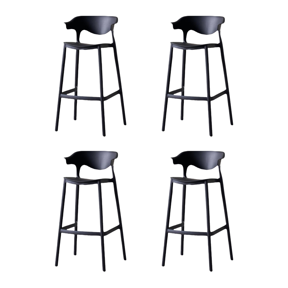 Set de 4 Sillas para Bar Elena, Color Negro, Diseño Moderno
