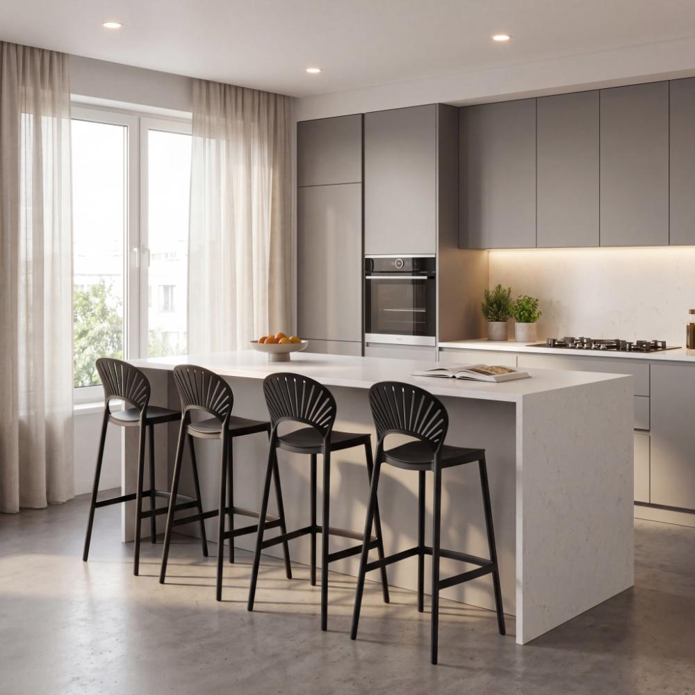 Silla para Bar Paraiso, Color Negro, Diseño modernoX4