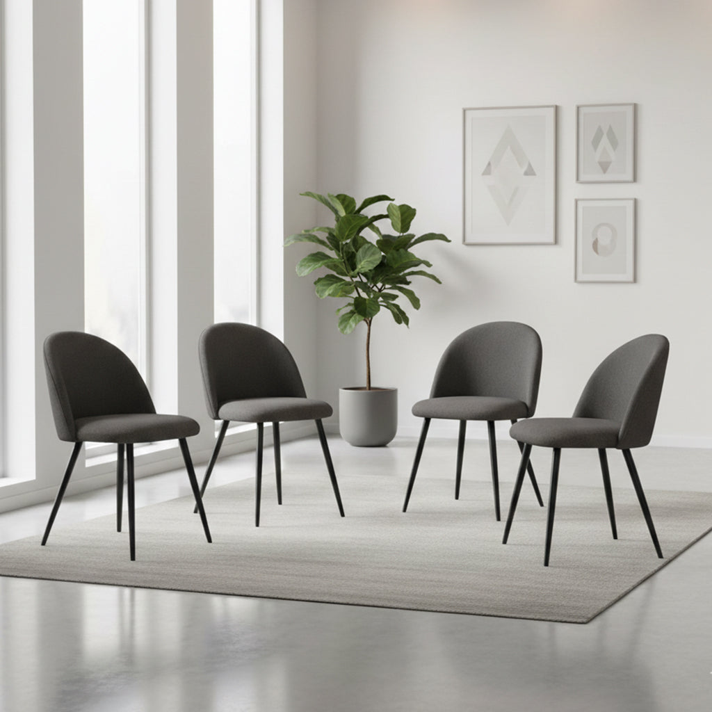 Set de 4 Sillas Core, Color Negro, Con espaldar y diseño Moderno