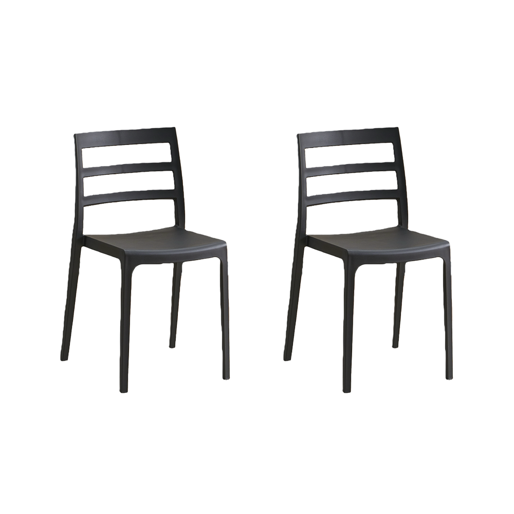 Set de 2 Sillas New York, Negro, con Espaldar en Líneas y Diseño Minimalista
