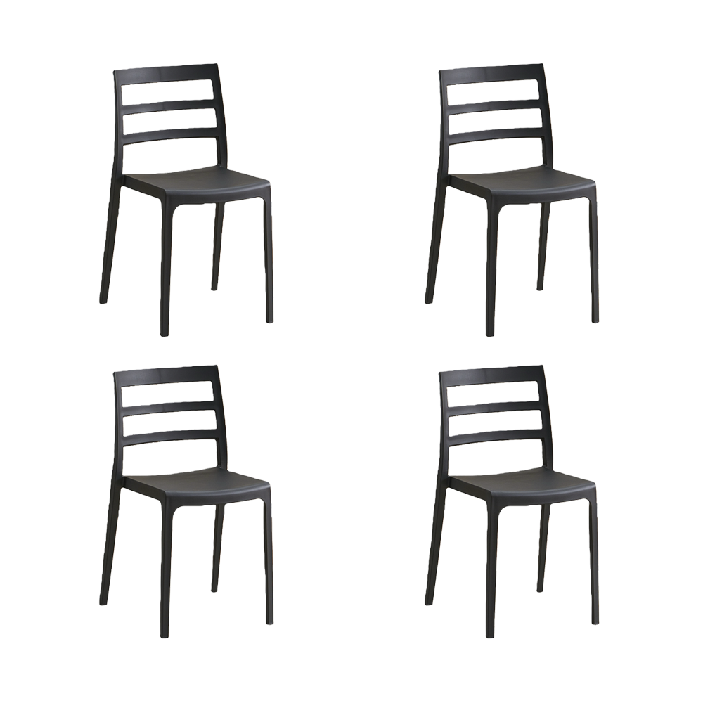 Set de 4 Sillas New York, Negro, con Espaldar en Líneas y Diseño Minimalista
