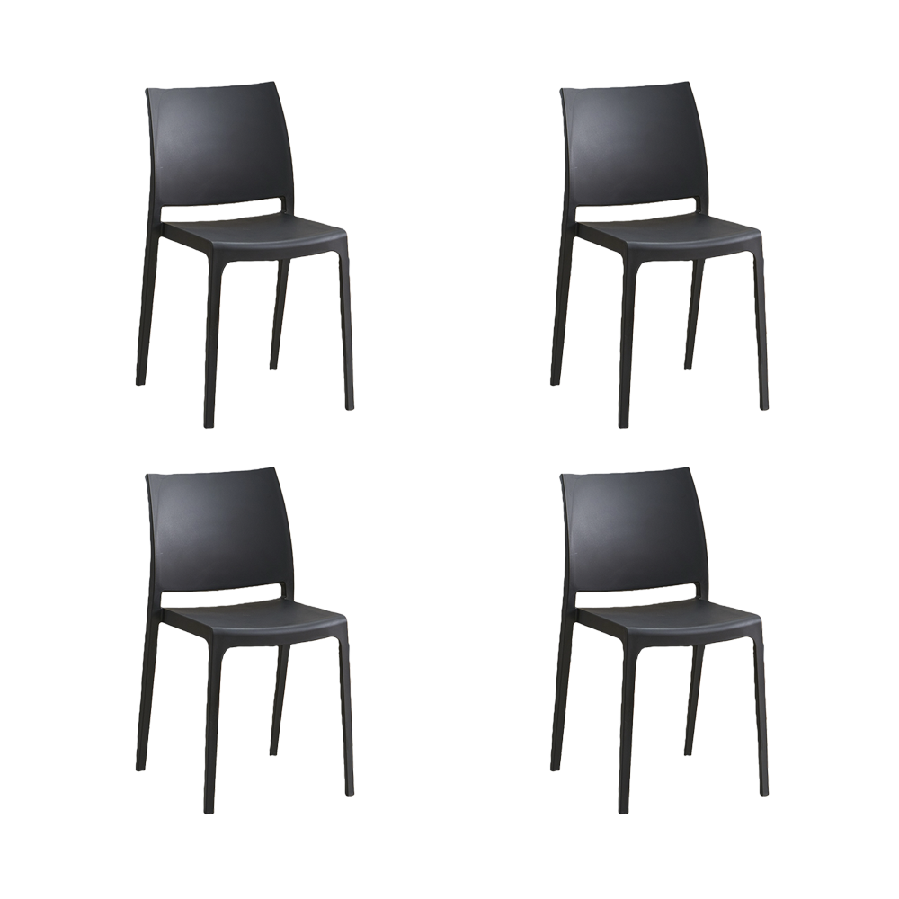 Set de 4 Sillas Soho, Negro, con Espaldar Cerrado y Diseño Minimalista