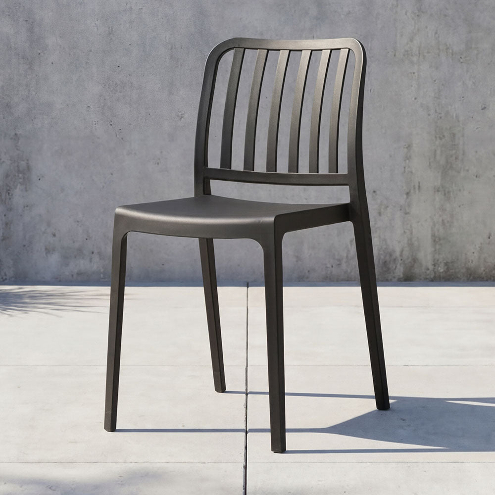 Silla Brooklyn, Negro, con Espaldar en Rayas y Diseño Minimalista