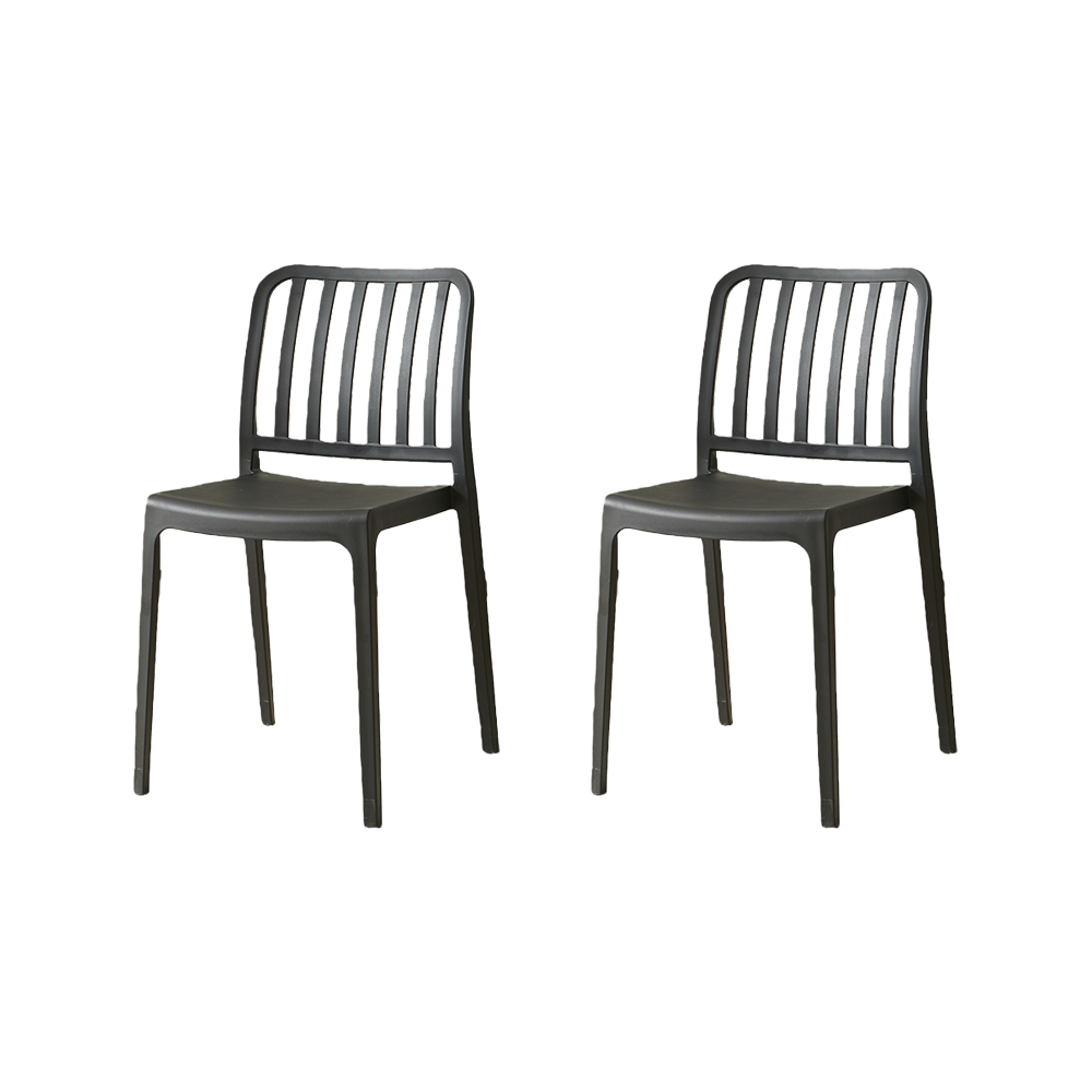 Set de 2 Sillas Brooklyn, Negro, con Espaldar en Rayas y Diseño Minimalista