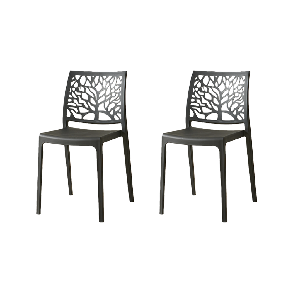 Set de 2 Sillas Harlem, Negro, con Espaldar en Forma de Árbol y Diseño Minimalista
