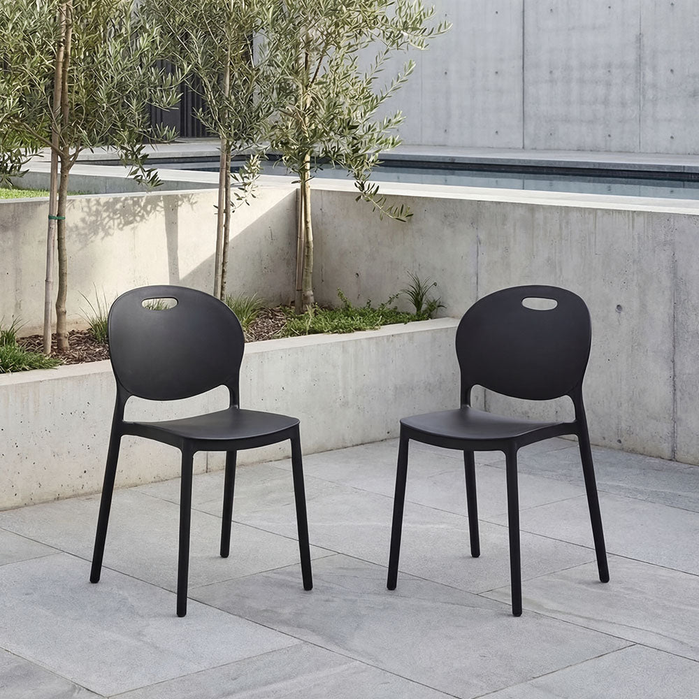 Silla Queens, Negro, Con espaldar redondo y diseño minimalista X2