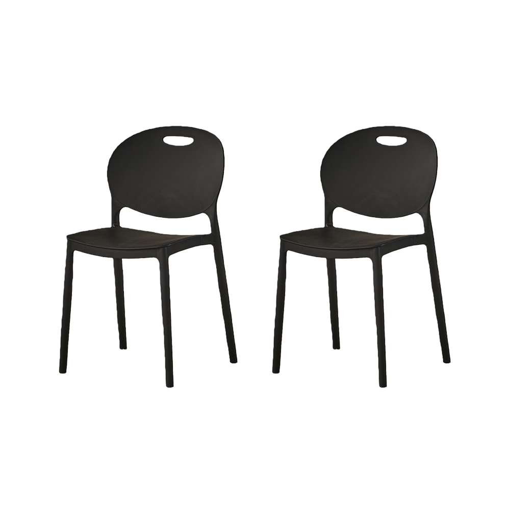 Silla Queens, Negro, Con espaldar redondo y diseño minimalista X2