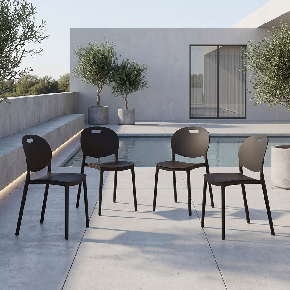 Silla Queens, Negro, Con espaldar redondo y diseño minimalista X4