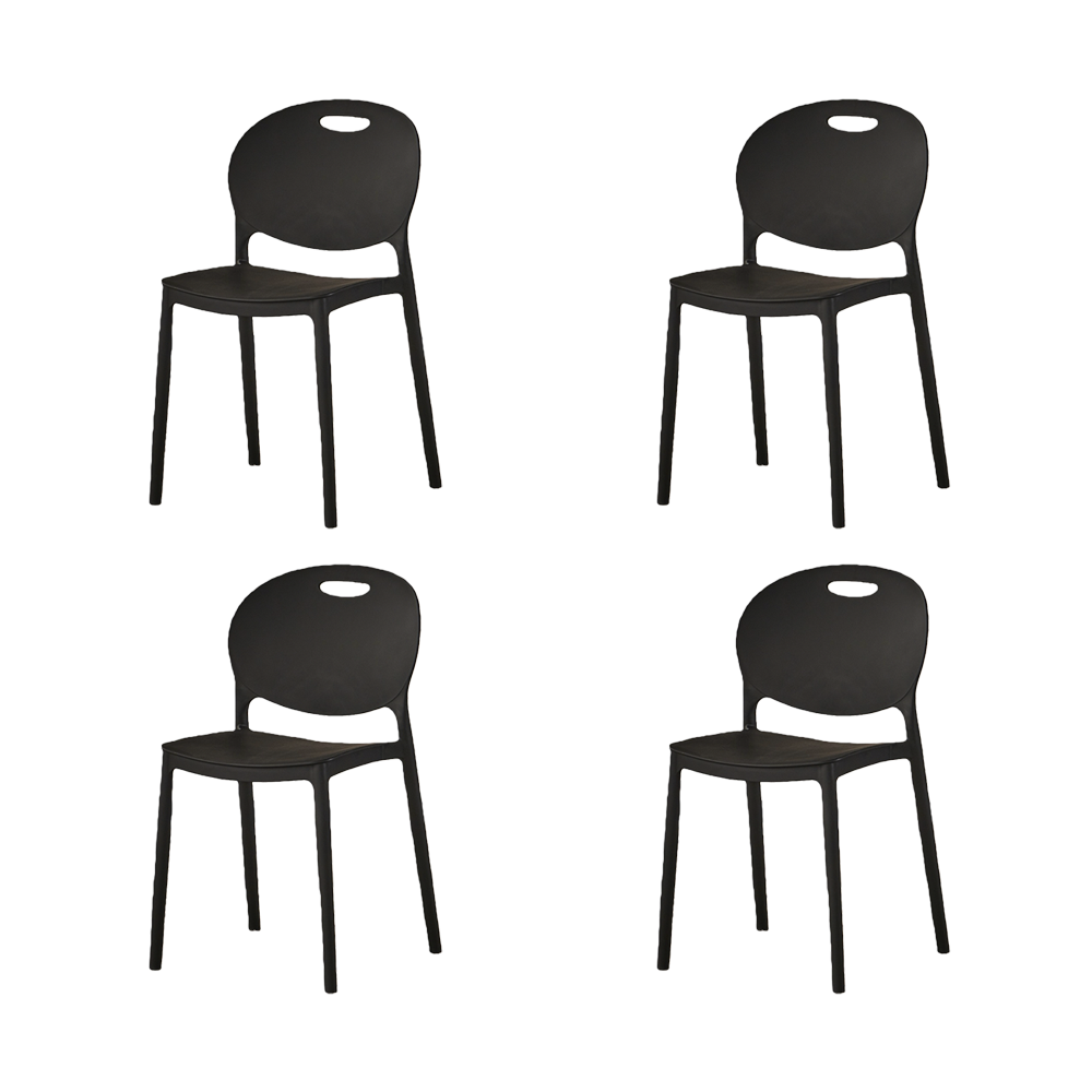 Silla Queens, Negro, Con espaldar redondo y diseño minimalista X4