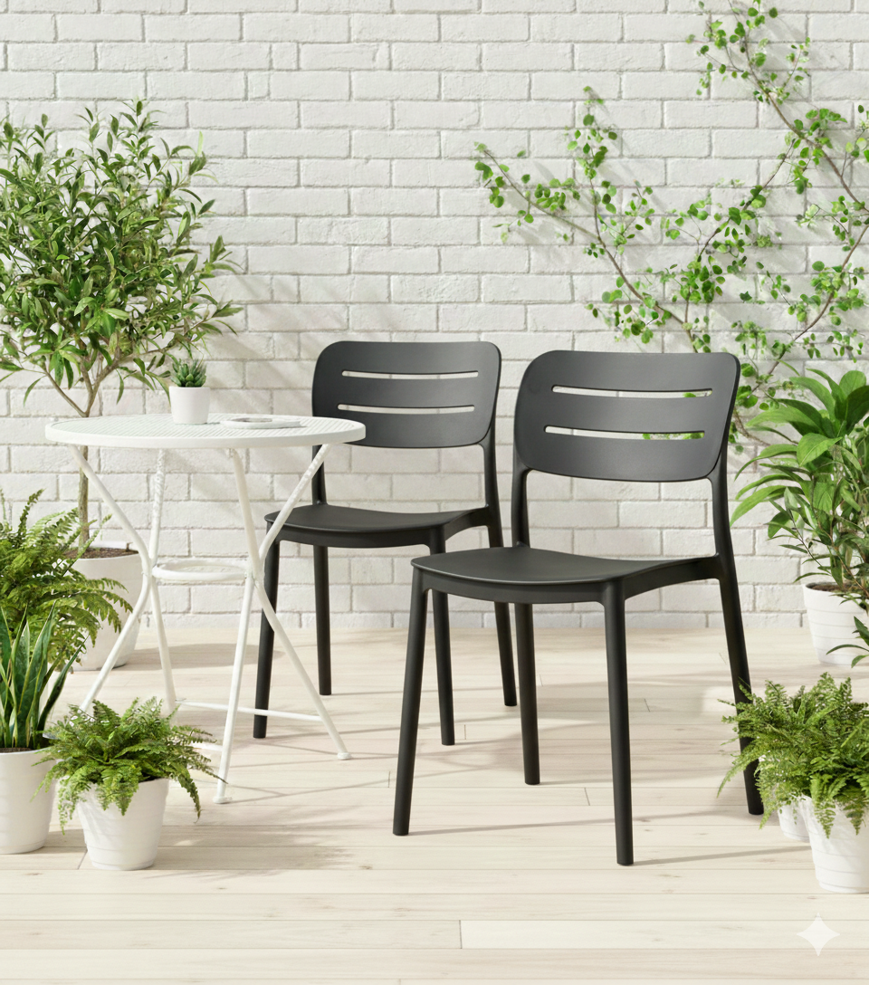 Silla Harriman, Negro, Con medio espaldar y diseño minimalista X2