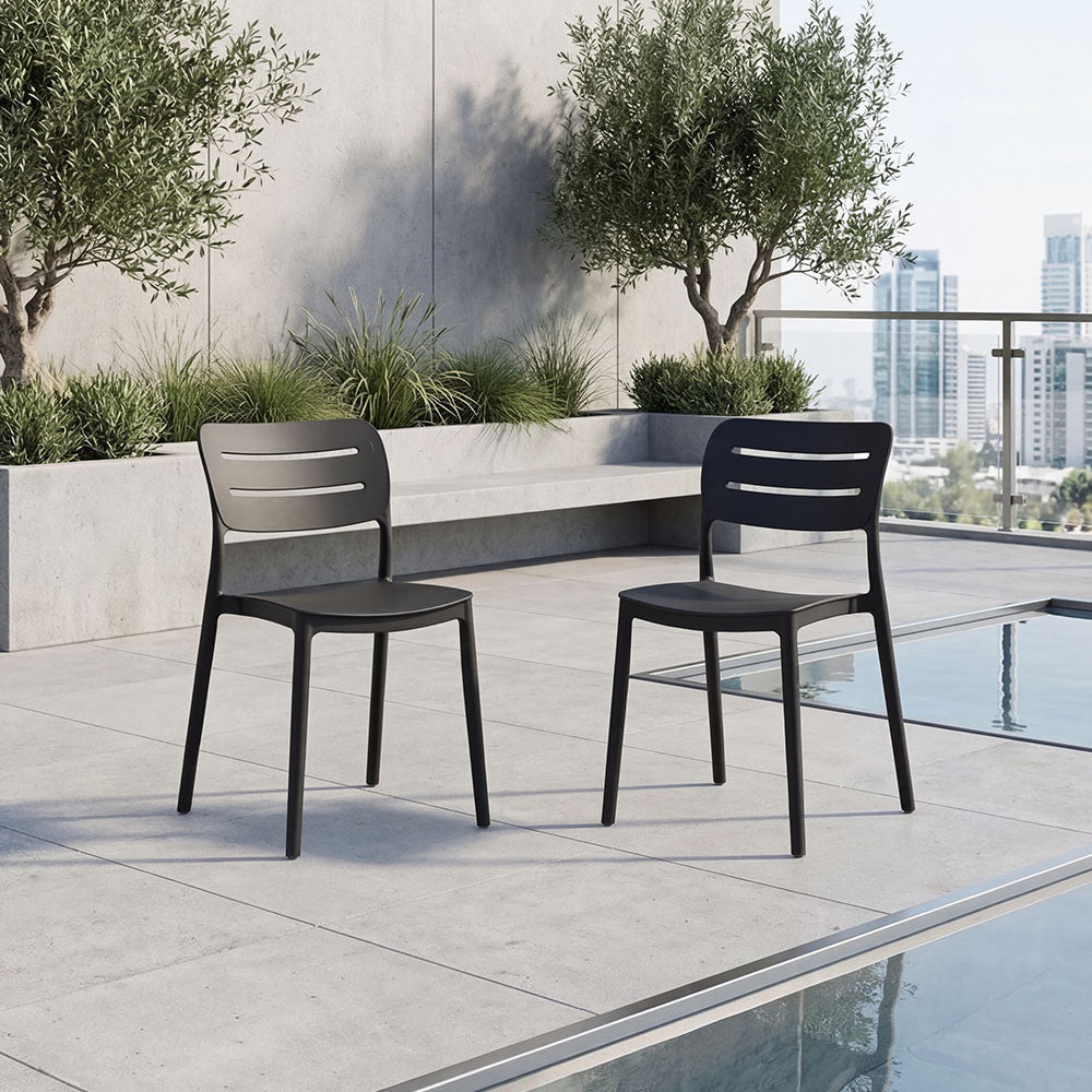 Silla Harriman, Negro, Con medio espaldar y diseño minimalista X2