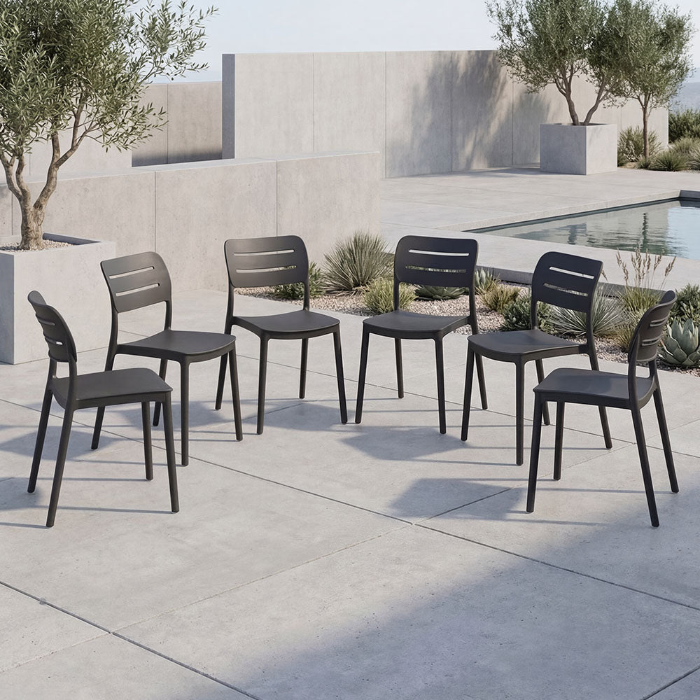 Set de 6 Sillas Harriman, Negro, con Medio Espaldar y Diseño Minimalista