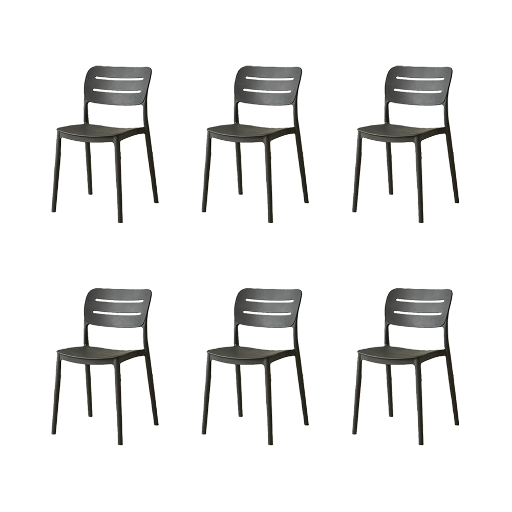 Set de 6 Sillas Harriman, Negro, con Medio Espaldar y Diseño Minimalista