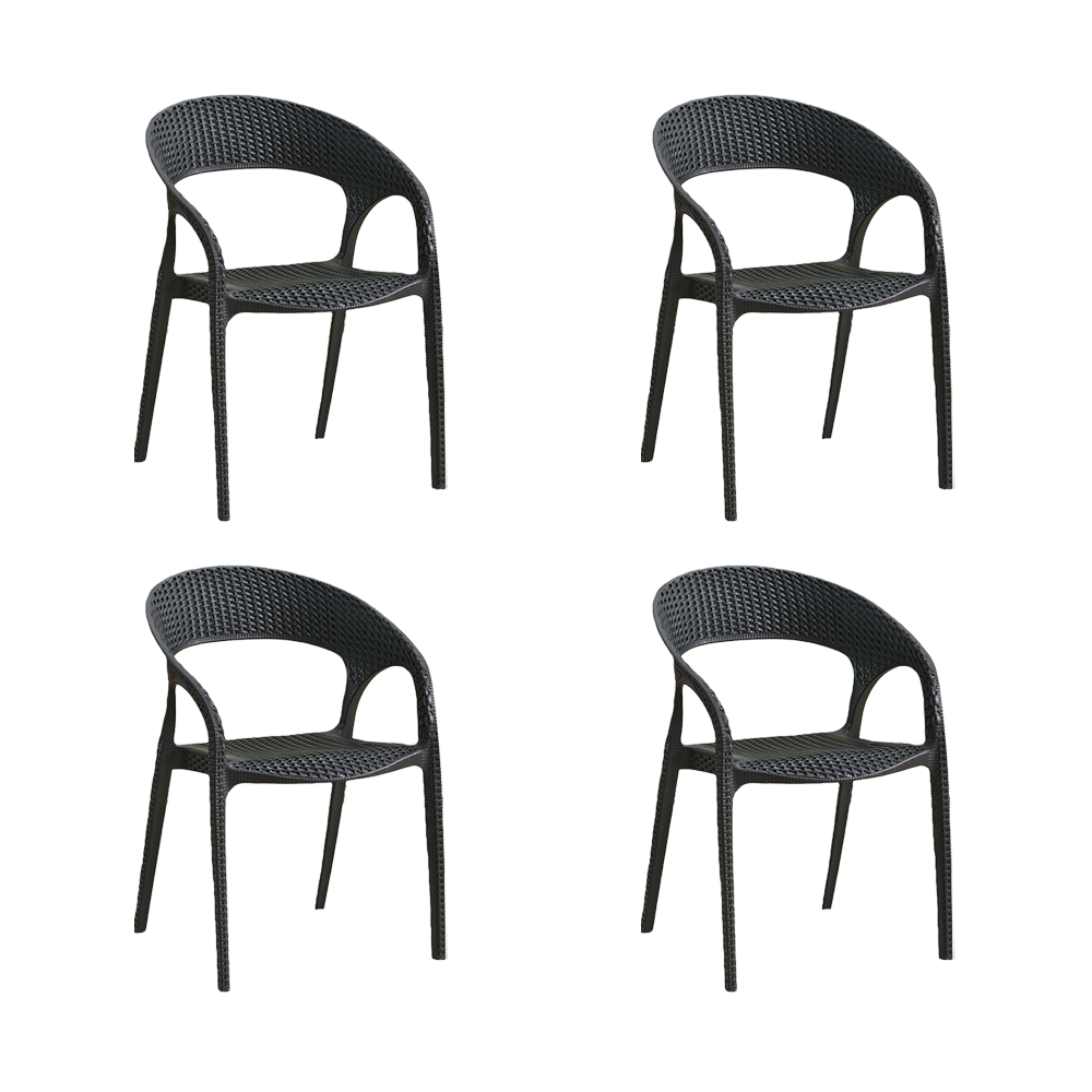 Silla Axel, Negro, Con Espaldar, reposa brazos y con textura trenzada X4