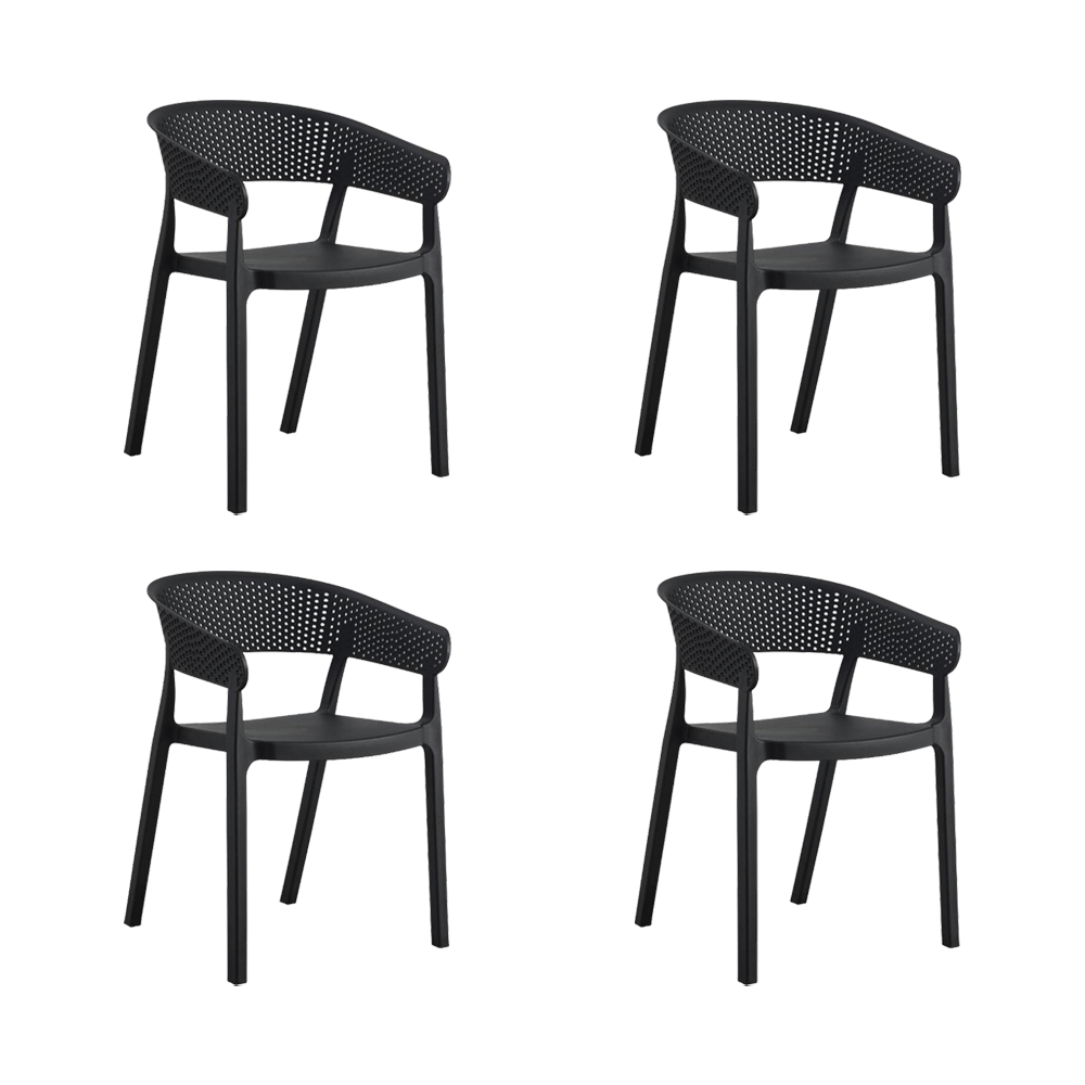 Silla Manaos, Negro, Con espaldar Minimalista y diseño Moderno X4