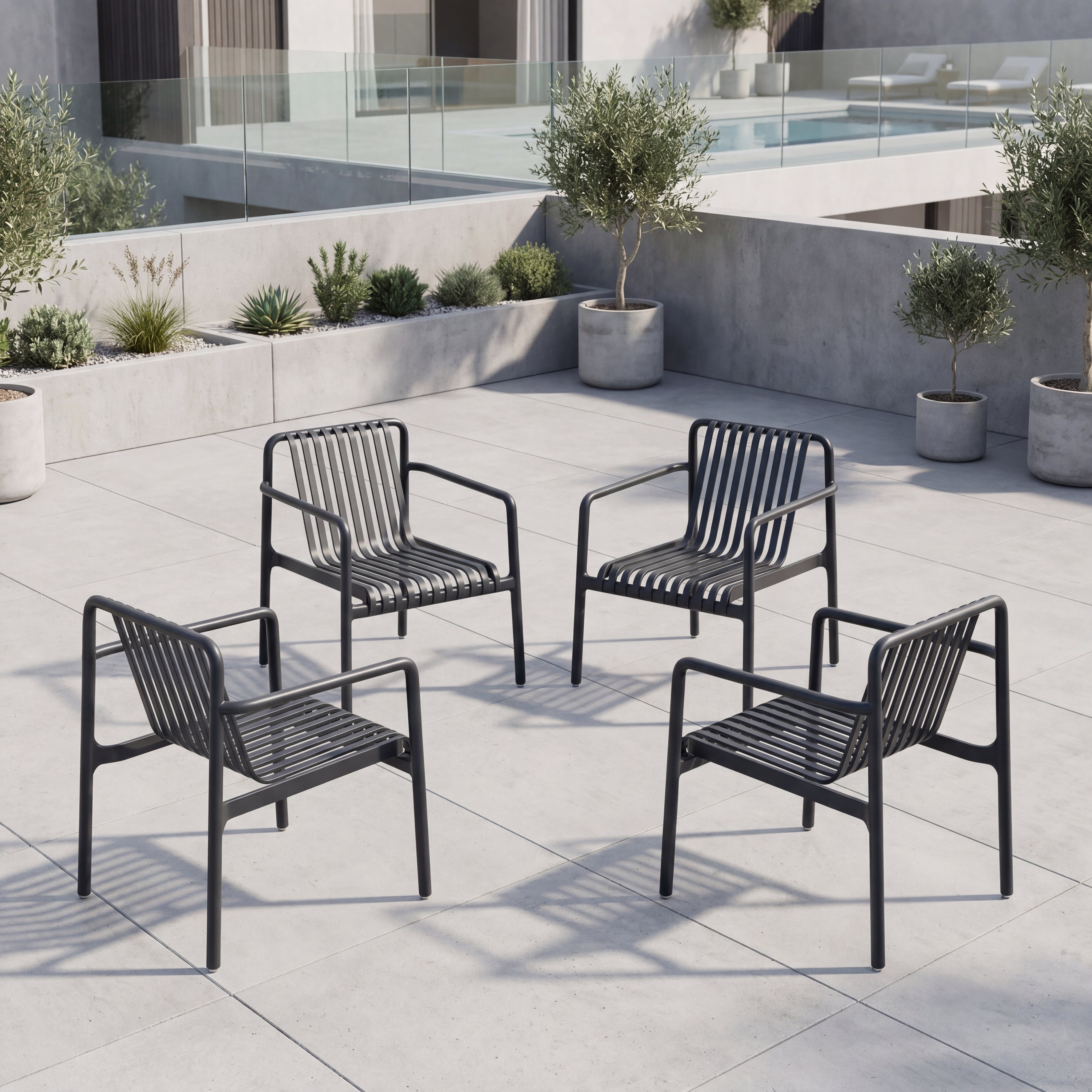 Silla Lounge Parma, Negro, Con espaldar y diseño Moderno X4