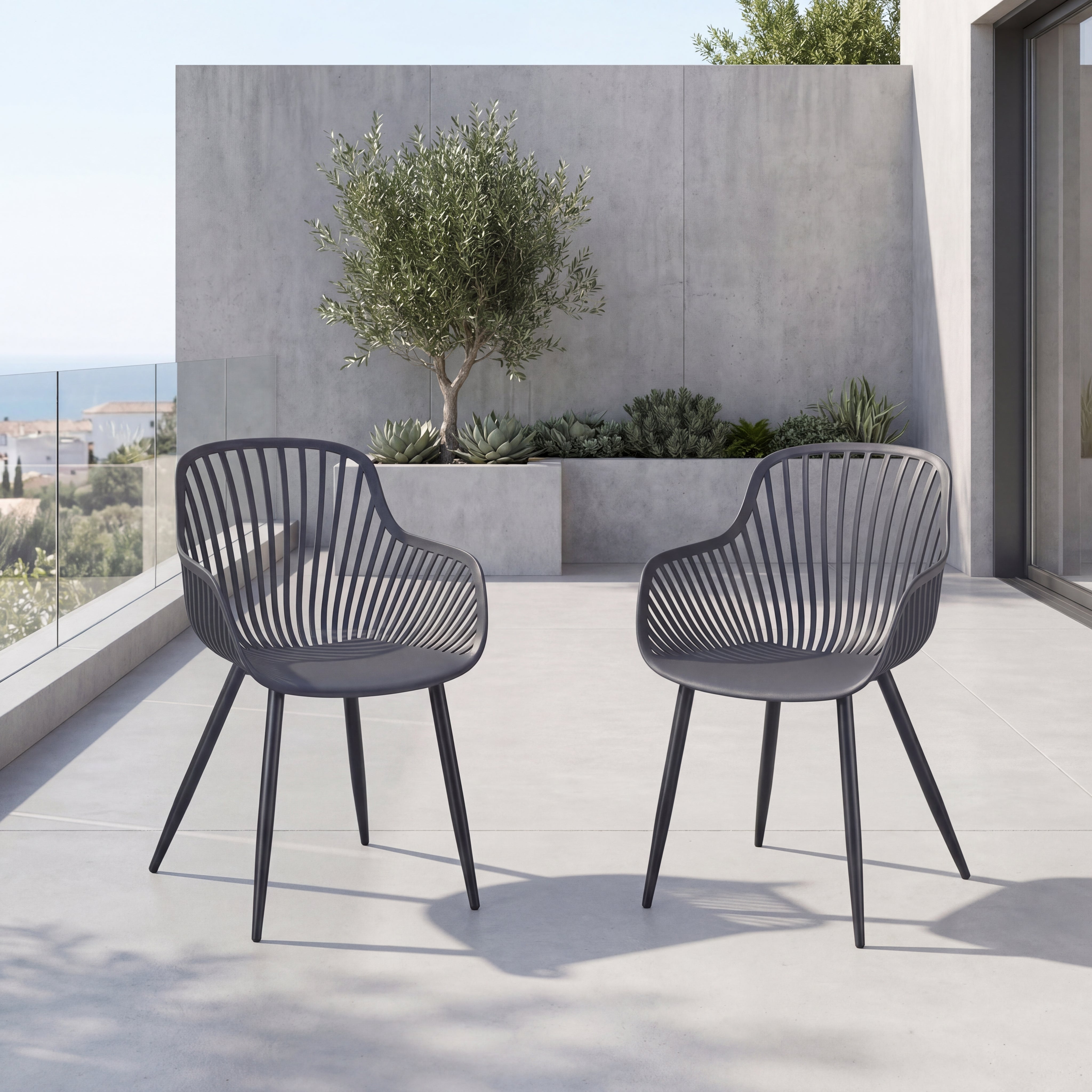 Silla Victoria, Negro, Con espaldar minimalista y diseño moderno X2