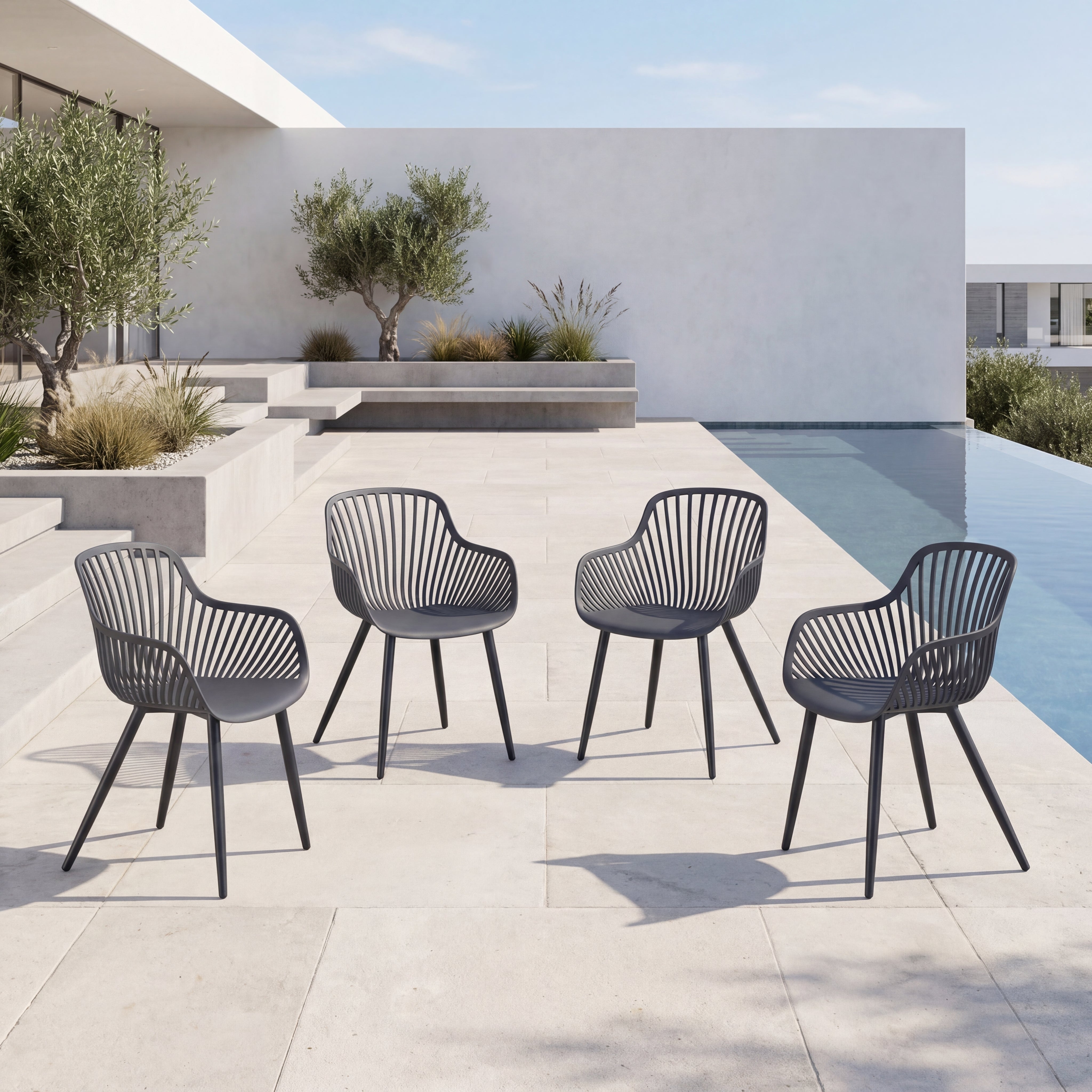 Silla Victoria, Negro, Con espaldar minimalista y diseño moderno X4