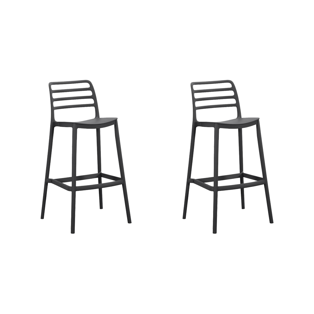Silla para Bar Palawan, Negro, Con espaldar abierto y diseño minimalista X2