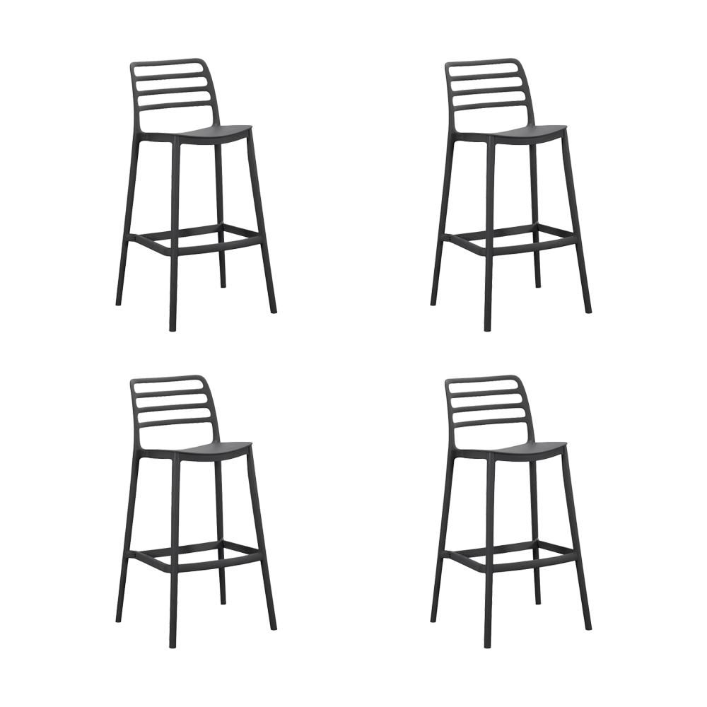 Silla para Bar Palawan, Negro, Con espaldar abierto y diseño minimalista X4