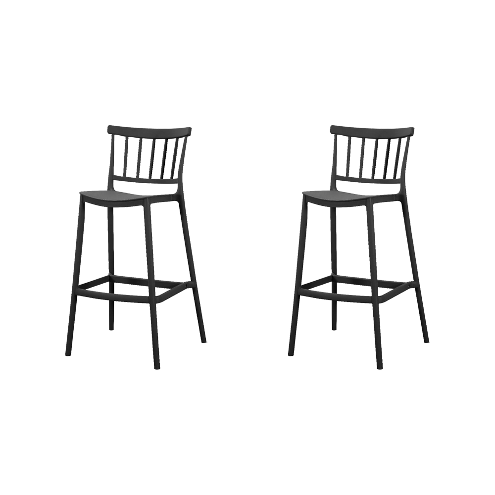 Silla para Bar Oxford, Negro, Con espaldar en barras y diseño minimalista X2