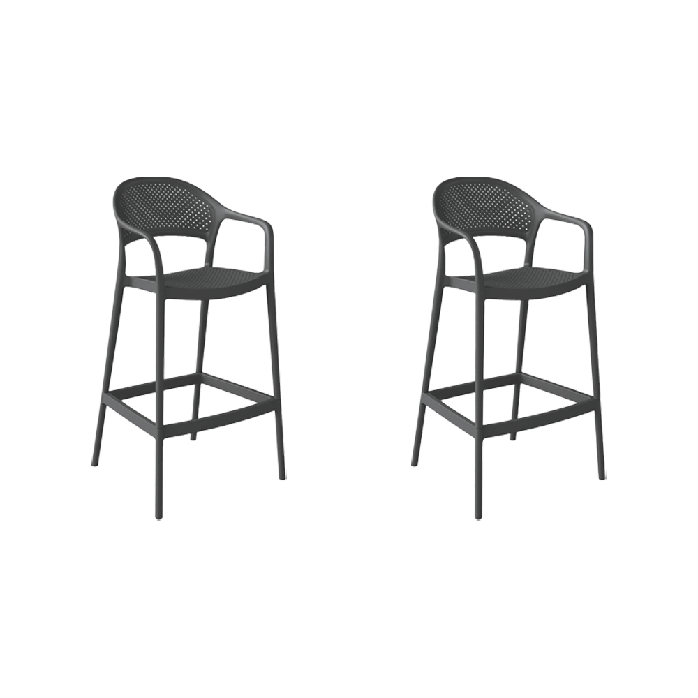 Silla para Bar Curitiva, Negro, Con espaldar traspirable y diseño Minimalista X2