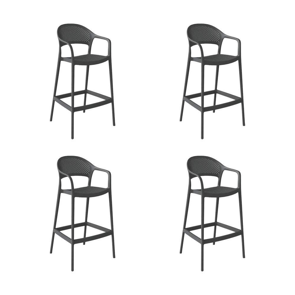 Silla para Bar Curitiva, Negro, Con espaldar traspirable y diseño Minimalista X4