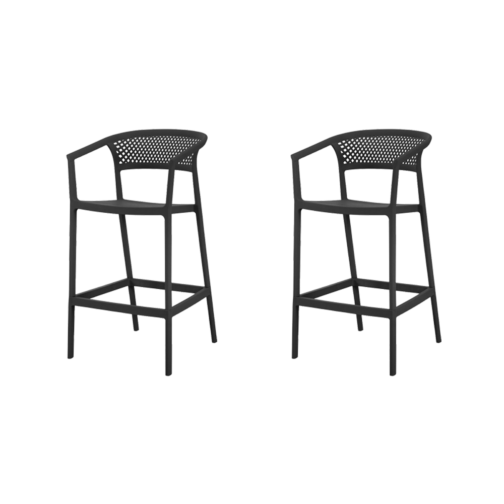 Silla para Bar Salvador, Negro, Con espaldar en malla y diseño Moderno X2