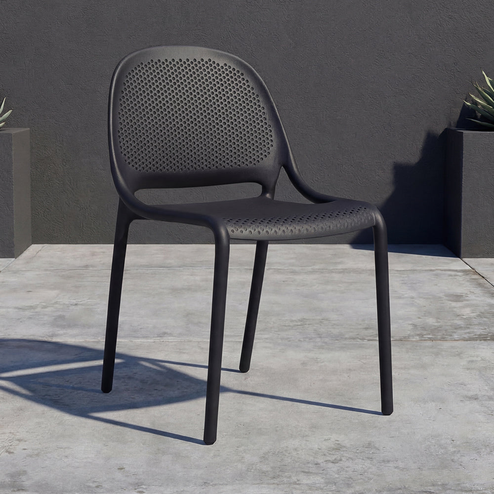 Silla Tolondo, Color Negro, Con espaldar redondo transpirable y diseño minimalista