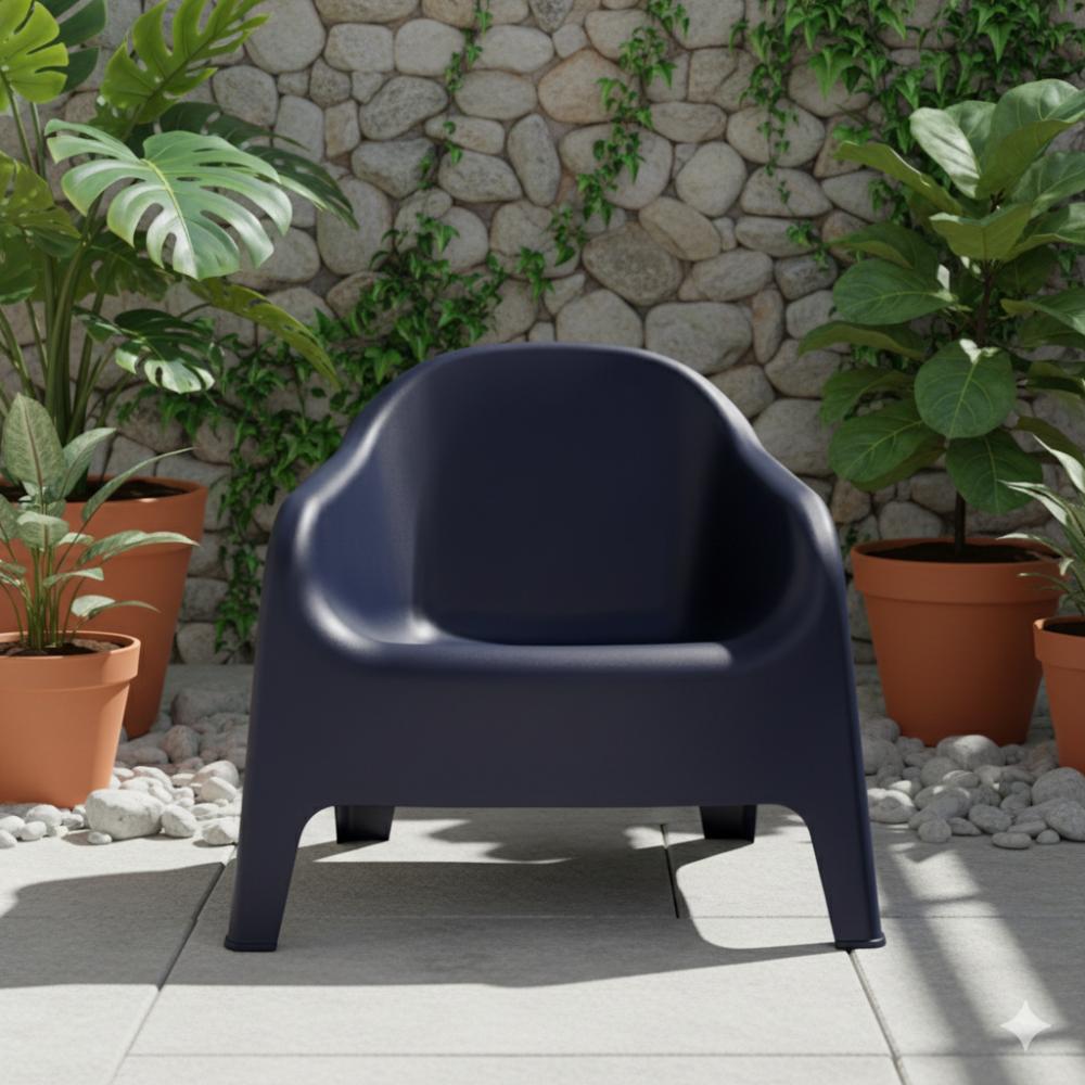 Silla Lounge Sun, Negro, cómoda para terraza o jardín