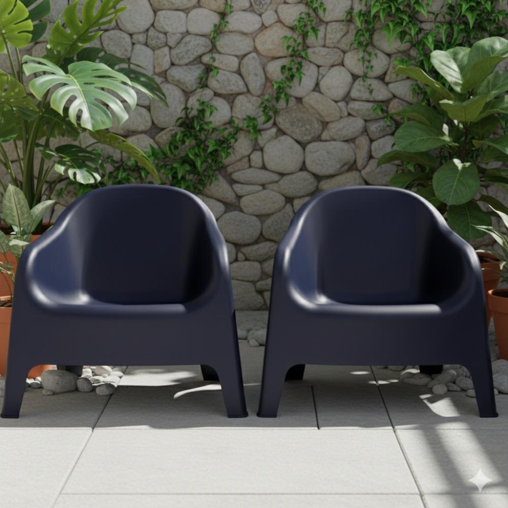 Silla Lounge Sun, Negro, cómoda para terraza o jardín