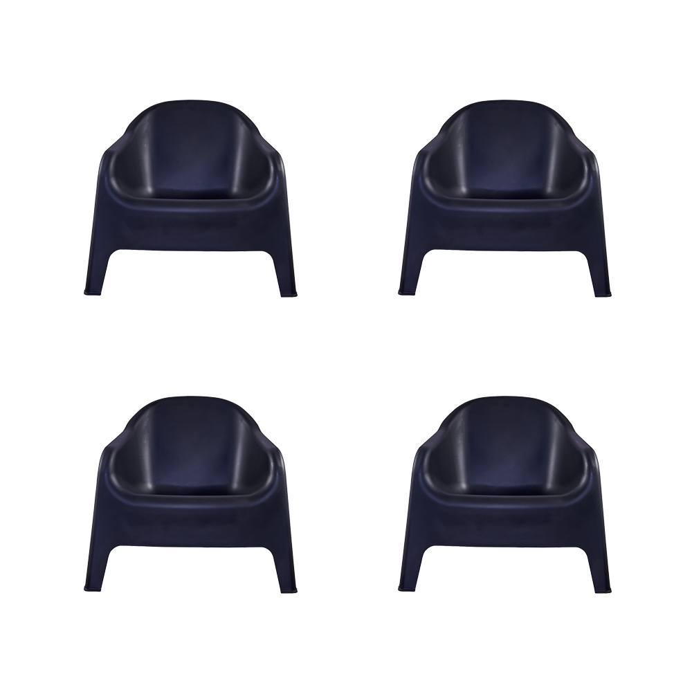 Silla Lounge Sun, Negro, cómoda para terraza o jardín X4