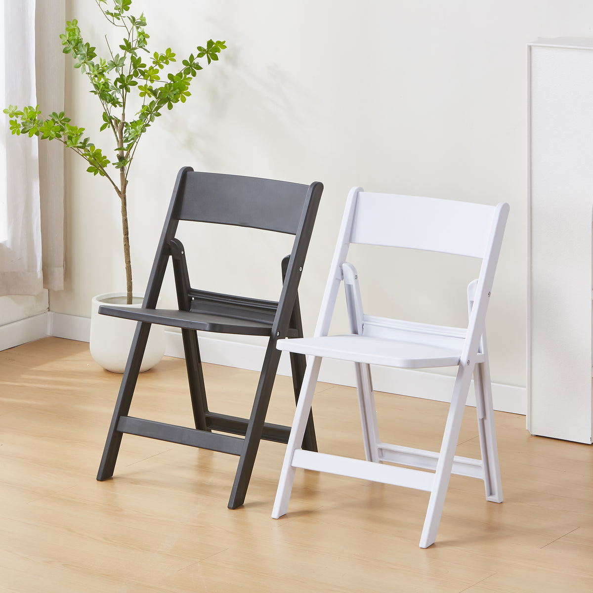 Set de 2 Sillas Plegables Erin, Negro, Diseño Práctico y Funcional
