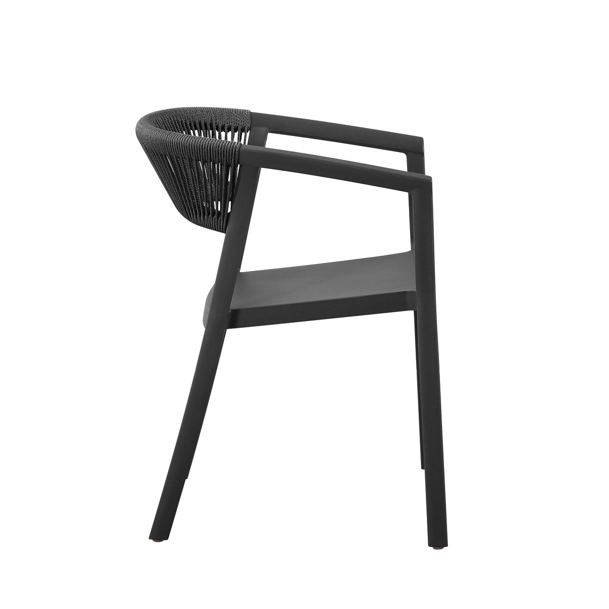 Silla Balí, Negro, con Espaldar en Cuerdas y Diseño Moderno