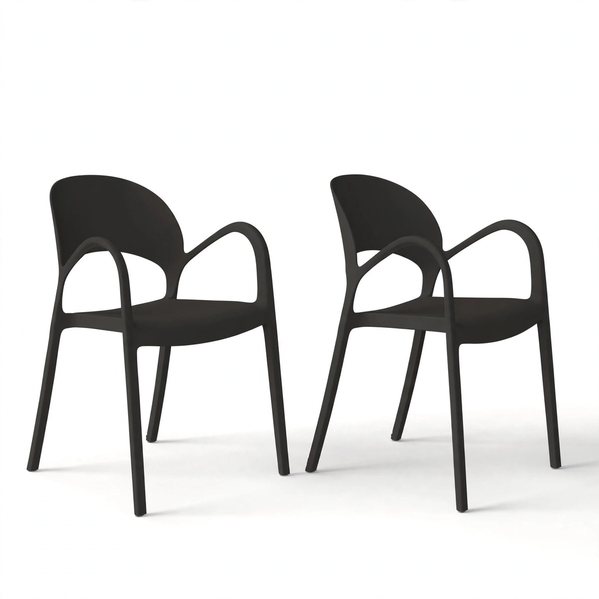 Set de 2 Sillas Bremen, Negra, con Espaldar, Reposa Brazos y Diseño Minimalista