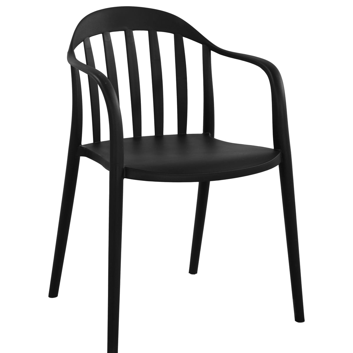 Silla con Brazos Delhi, Negro, con Espaldar y Diseño Minimalista