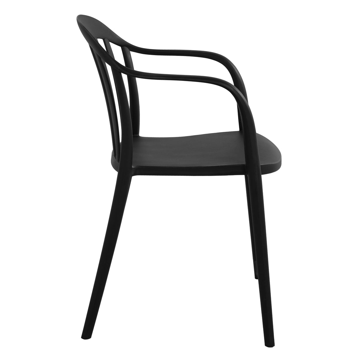 Silla con Brazos Delhi, Negro, con Espaldar y Diseño Minimalista