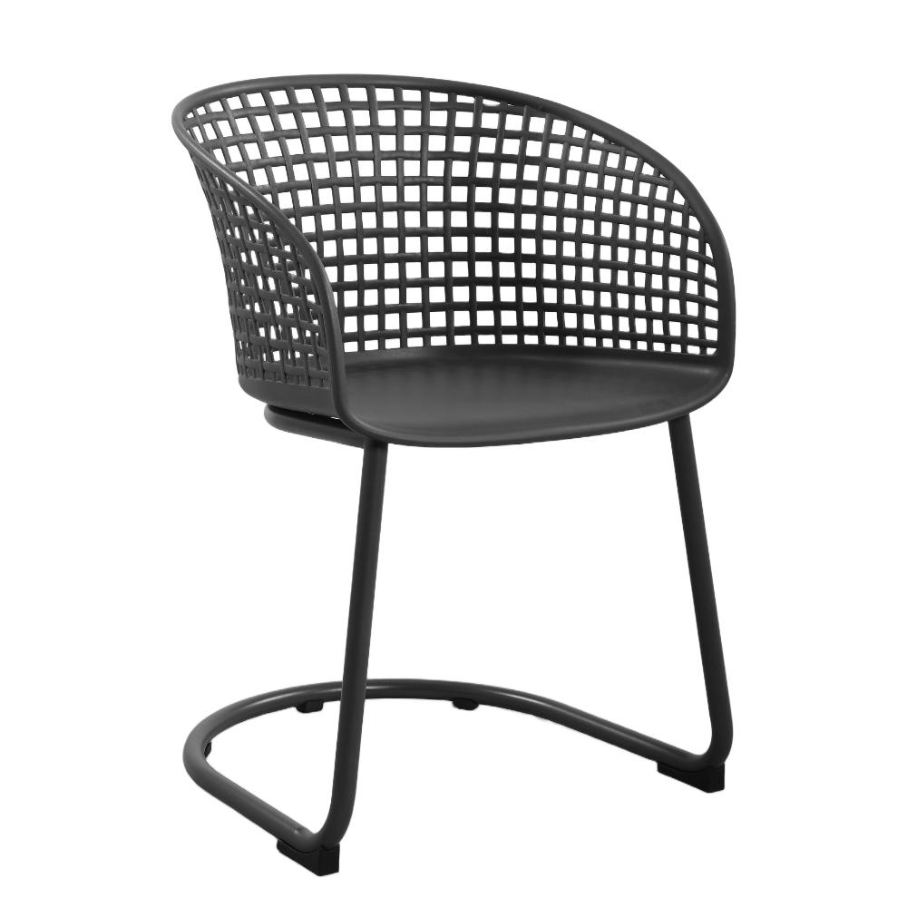 Set de 2 Sillas con Brazos Calcuta, Negra, con Patas Metálica