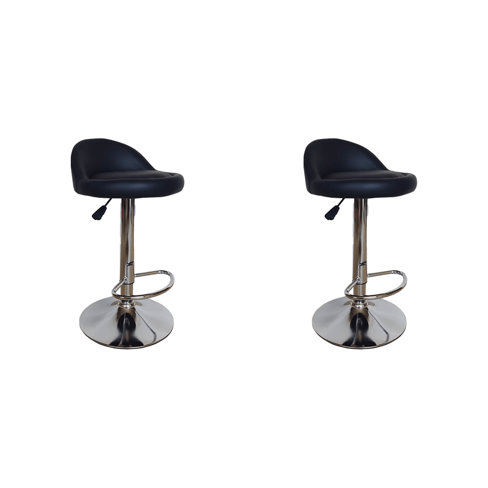 Kit de Dos Sillas Bar Tyron, Negro, Base Metal Cromado
