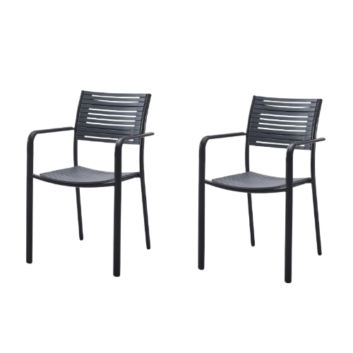 Set de 2 Sillas Comedor Exterior Oasis, Negro, con Cómodo Espaldar
