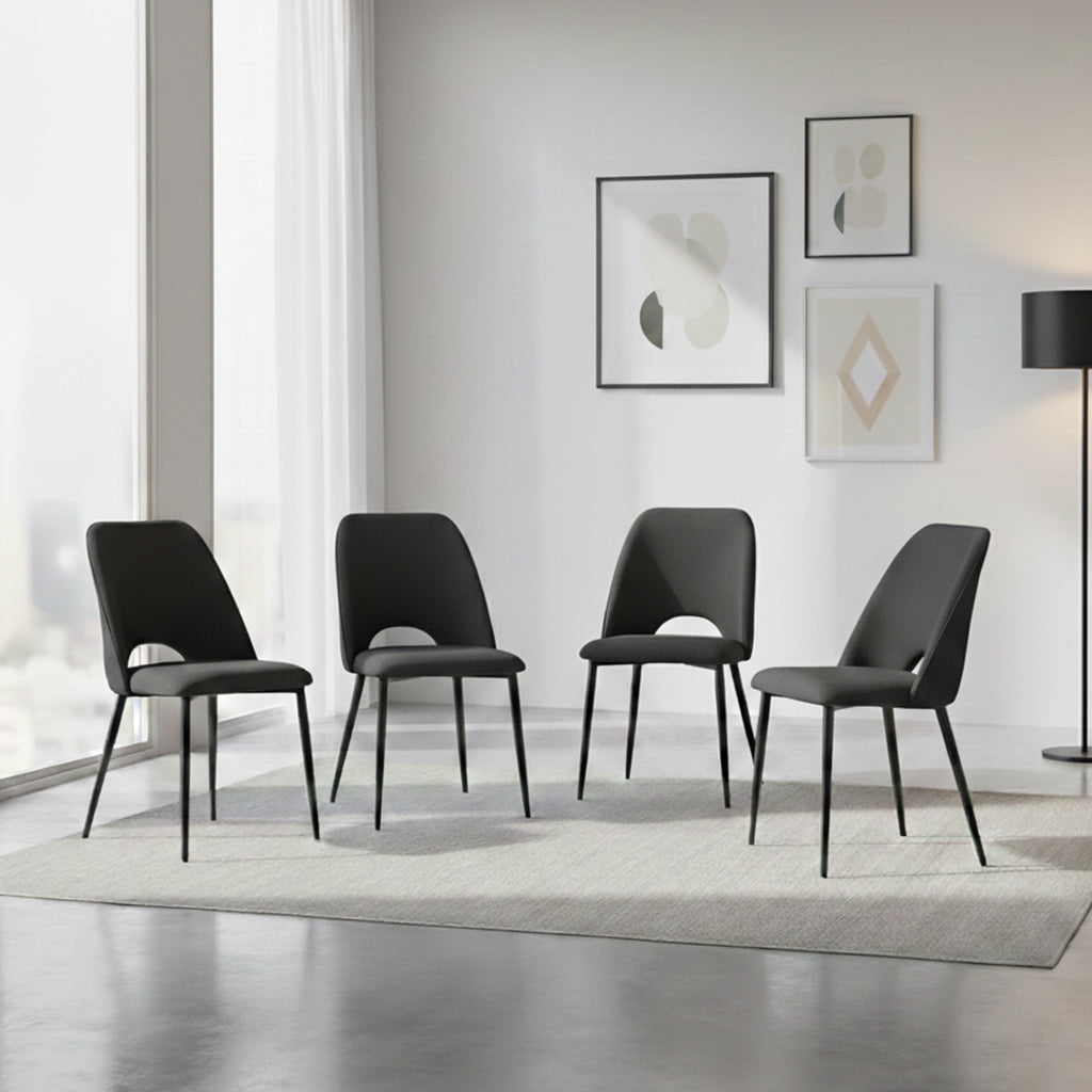 Silla Urban, Color Negro, Con espaldar y diseño Moderno X4