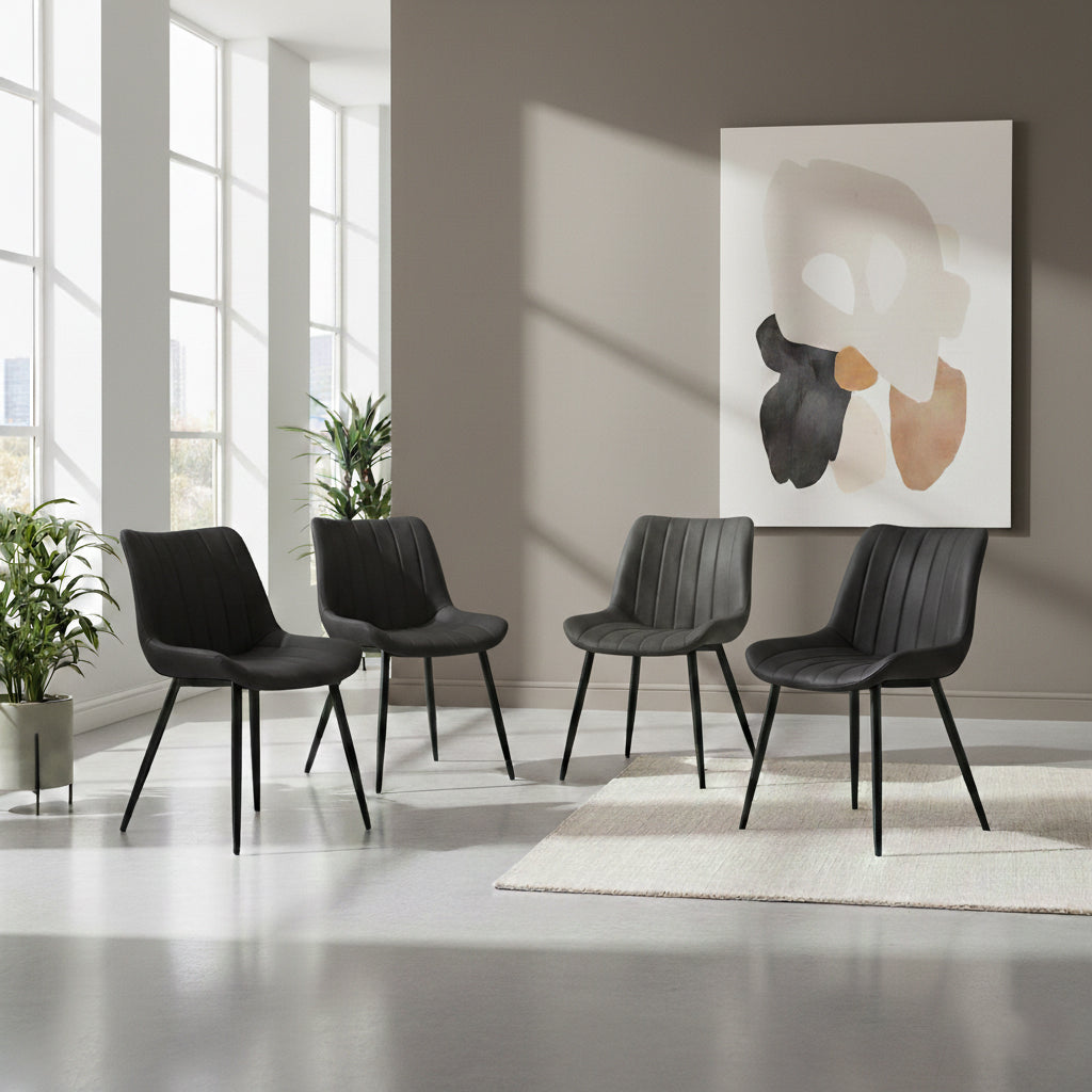 Silla Nova, Color Negro, Con espaldar y diseño Moderno X4