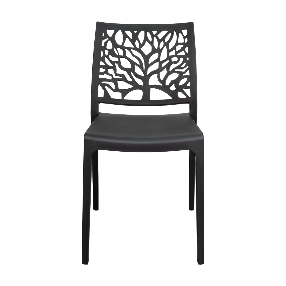 Silla Harlem, Negro, con Espaldar en Forma de Árbol y Diseño Minimalista