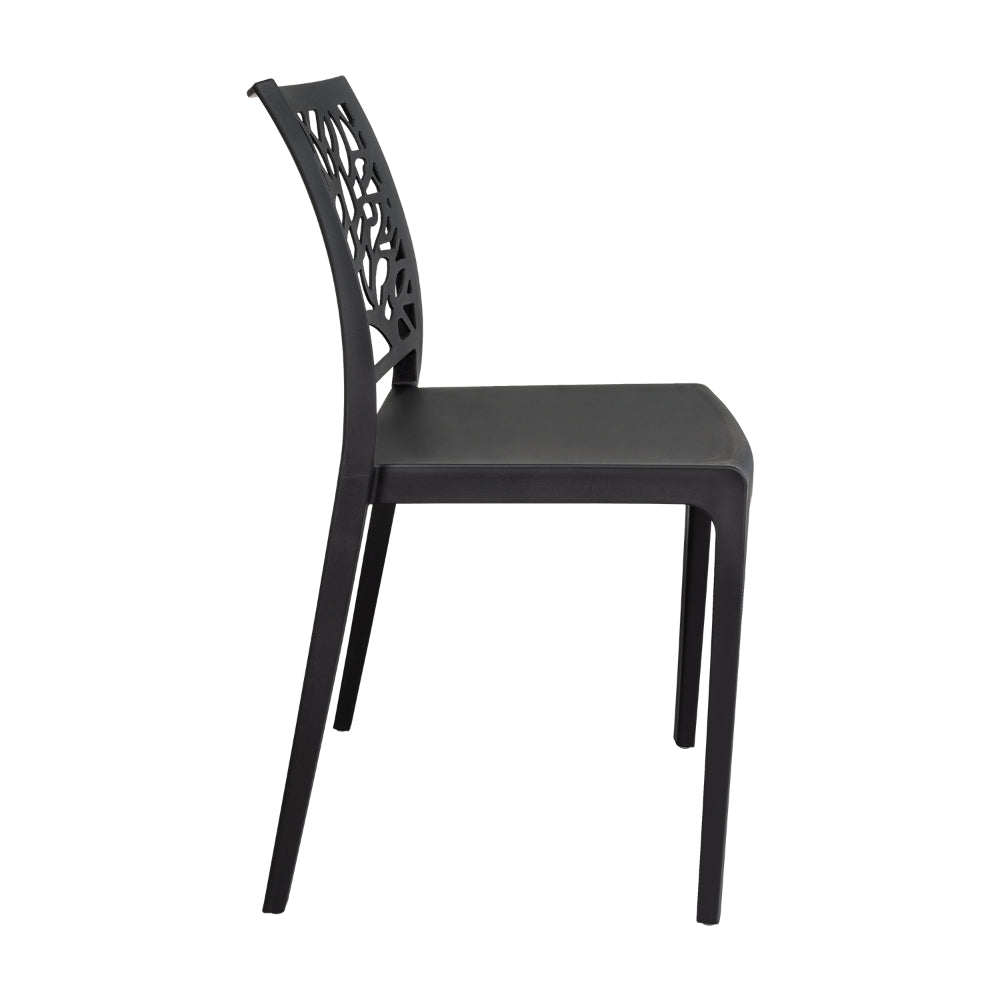 Silla Harlem, Negro, con Espaldar en Forma de Árbol y Diseño Minimalista