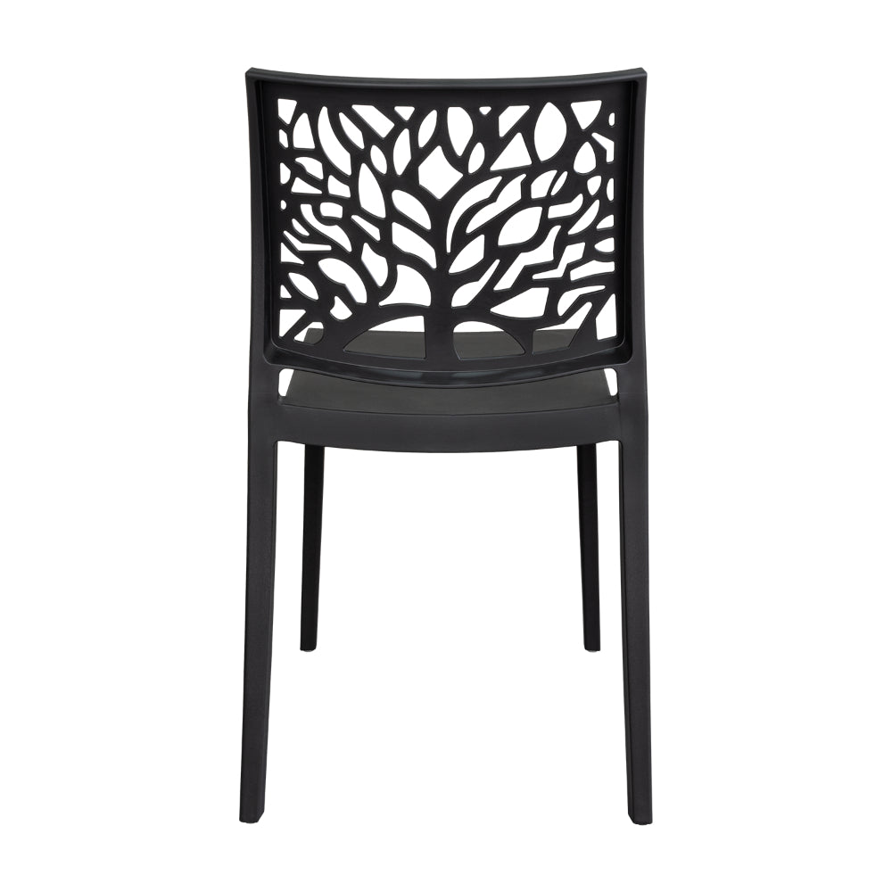 Silla Harlem, Negro, con Espaldar en Forma de Árbol y Diseño Minimalista