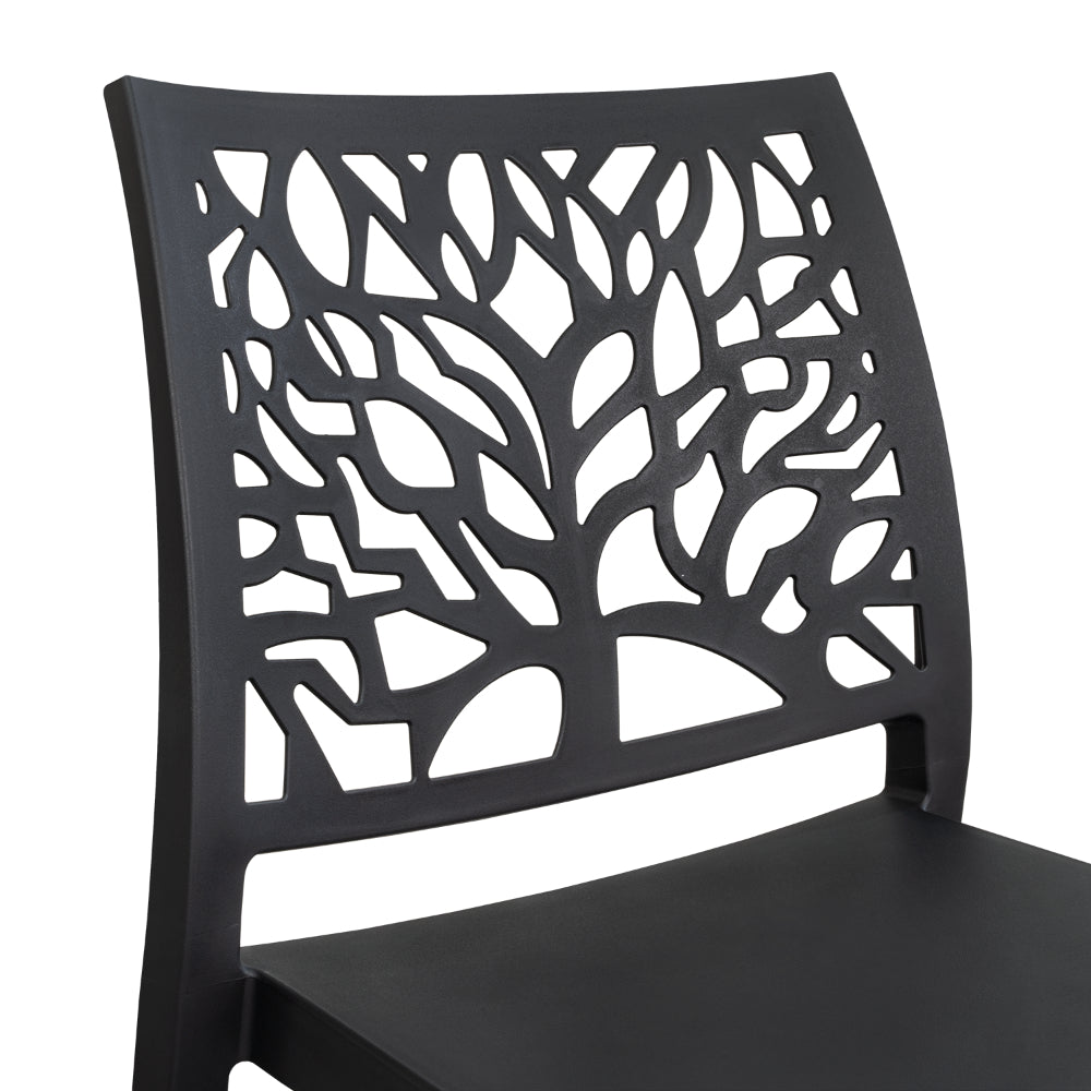 Silla Harlem, Negro, con Espaldar en Forma de Árbol y Diseño Minimalista