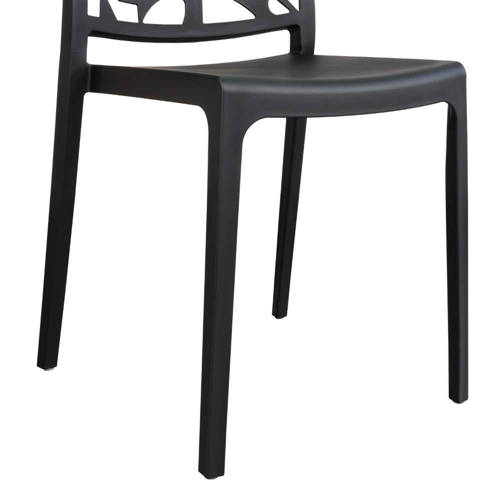 Silla Harlem, Negro, con Espaldar en Forma de Árbol y Diseño Minimalista