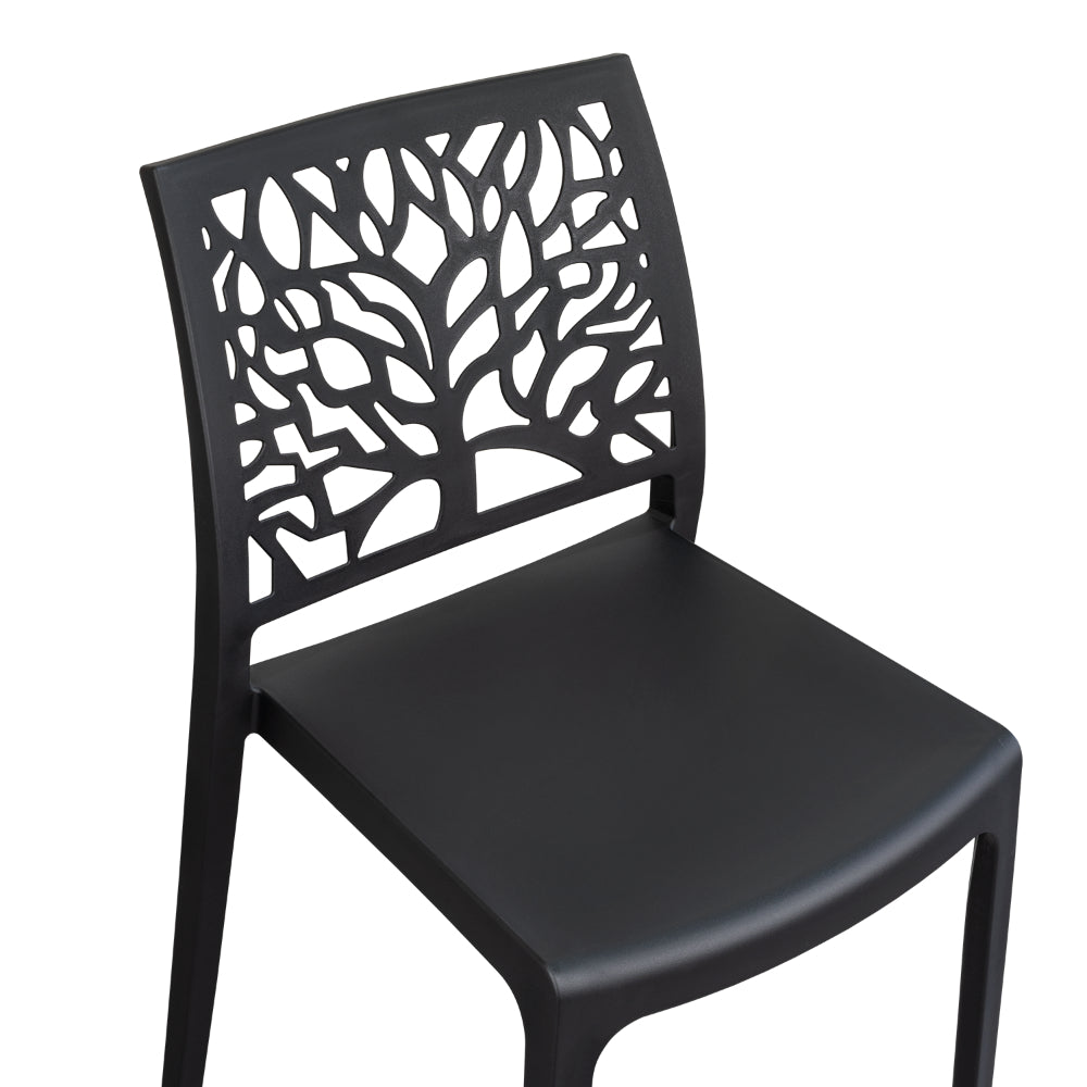 Silla Harlem, Negro, con Espaldar en Forma de Árbol y Diseño Minimalista
