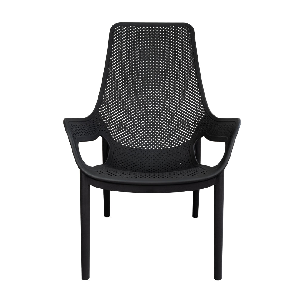 Silla Lounge Mayorca, Negro, con Espaldar y Reposa Brazos